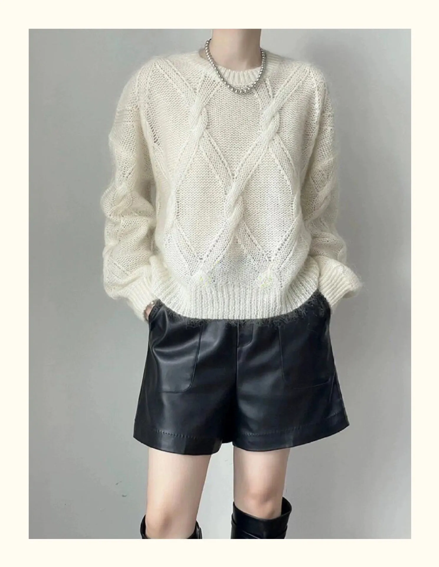 Flytonn-women fall outfits high street ins style  birkenstock clogs outfit fall Cloud-like Soft Casual Simple Style Comfortable Solid Color Crocheted Sweater Loose Knitted Top Meinuo Wool