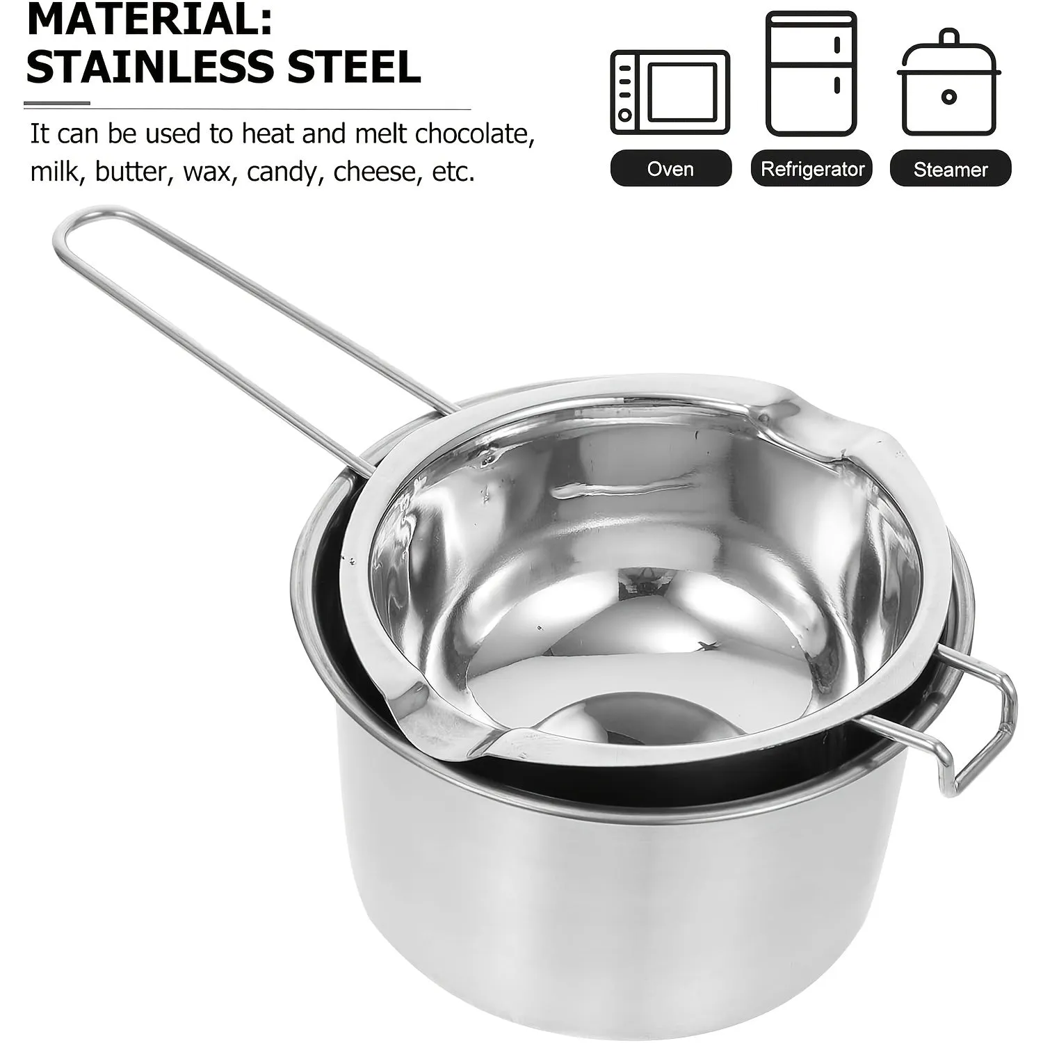 kkboxly 2 Pcs Stainless Steel Double Boiler Pot Chocolate Melting Pot Soap Candle Candy Making Tool Kit Wax Melting Heat Proof Bowl For Melting Chocolate, Butter, Cheese, Caramel, Candy, Candle, Wax