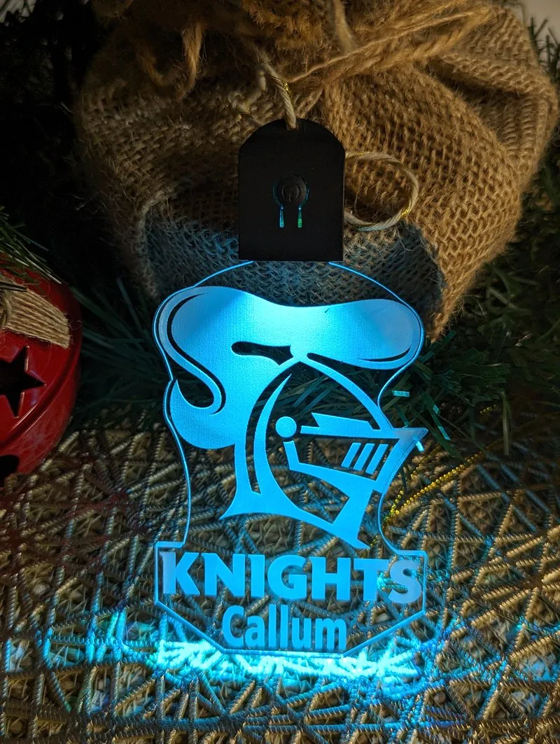 Newcastle Knights Football Personalised Christmas Bauble 3D LED Light Decoration