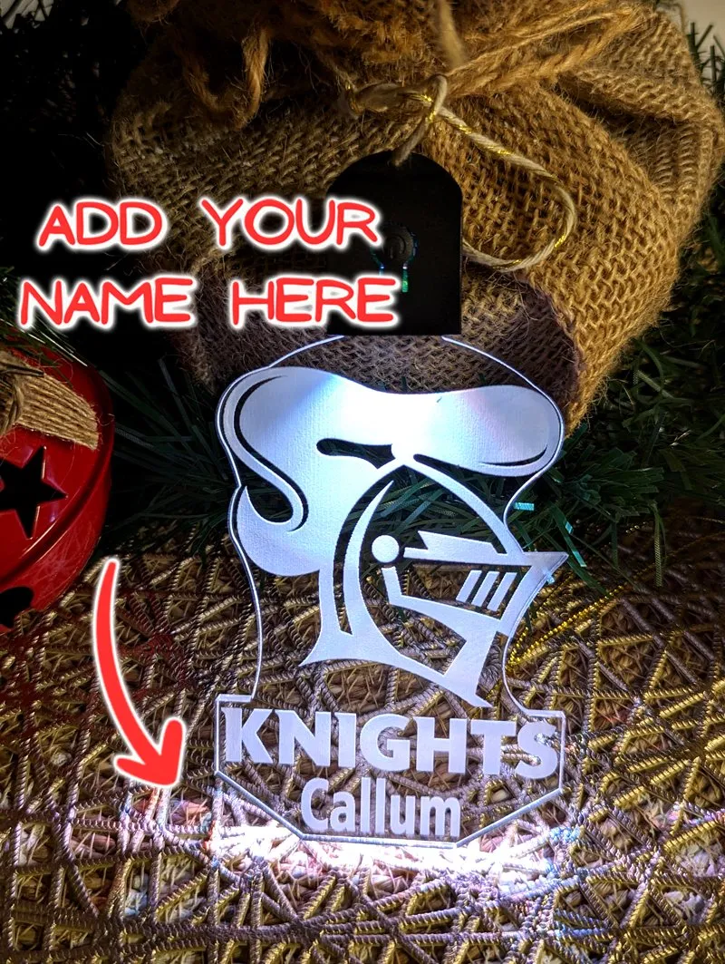 Newcastle Knights Football Personalised Christmas Bauble 3D LED Light Decoration