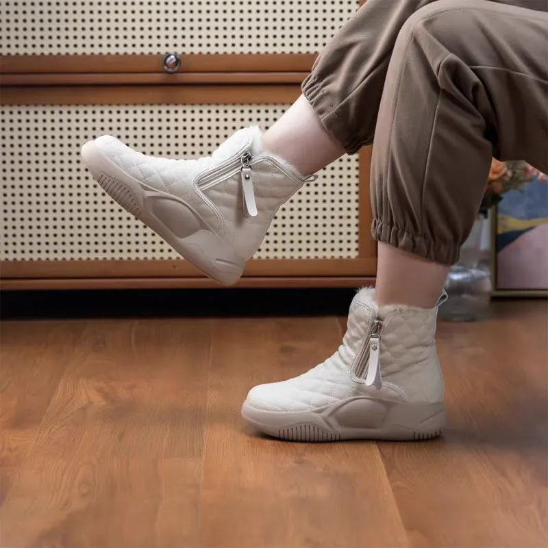 Warm winter footwear - snow boots with thick soles