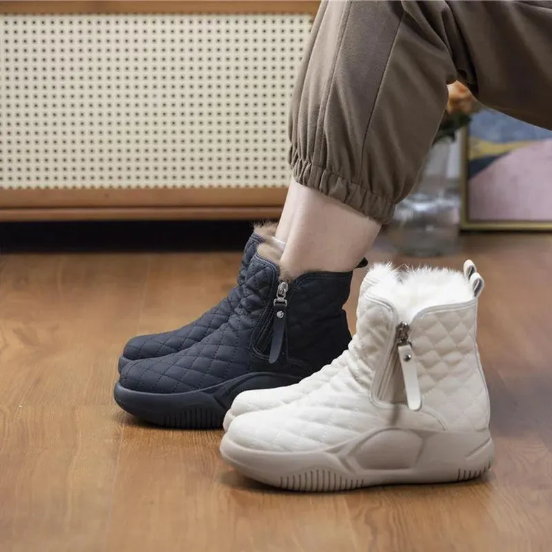 Warm winter footwear - snow boots with thick soles